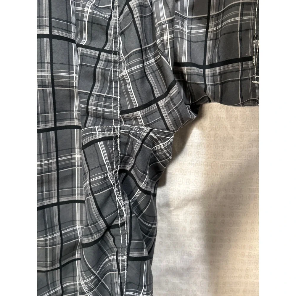 Nike Sportswear Mens XXL Plaid Cargo Board Shorts Grey Black White Purple Swoosh